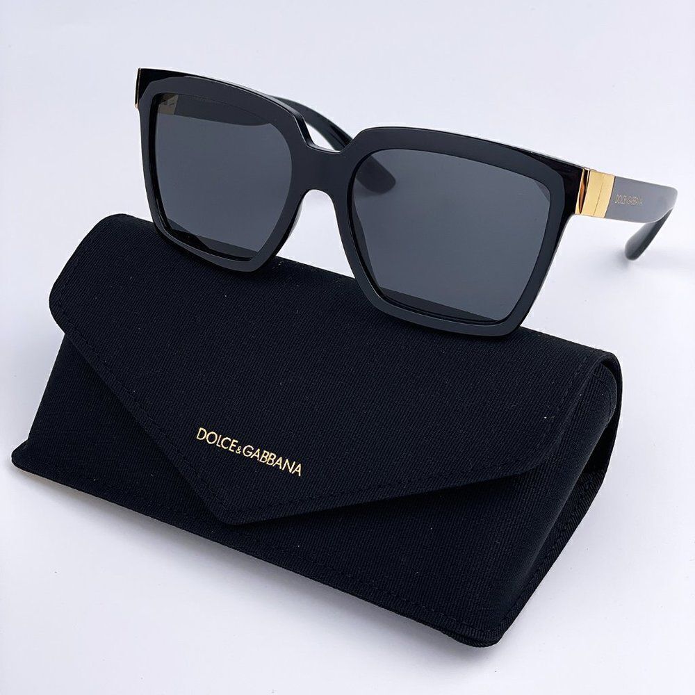 SALE! NEW D&G DG6165  501/87 Black Dark Gray Square Women Sunglasses